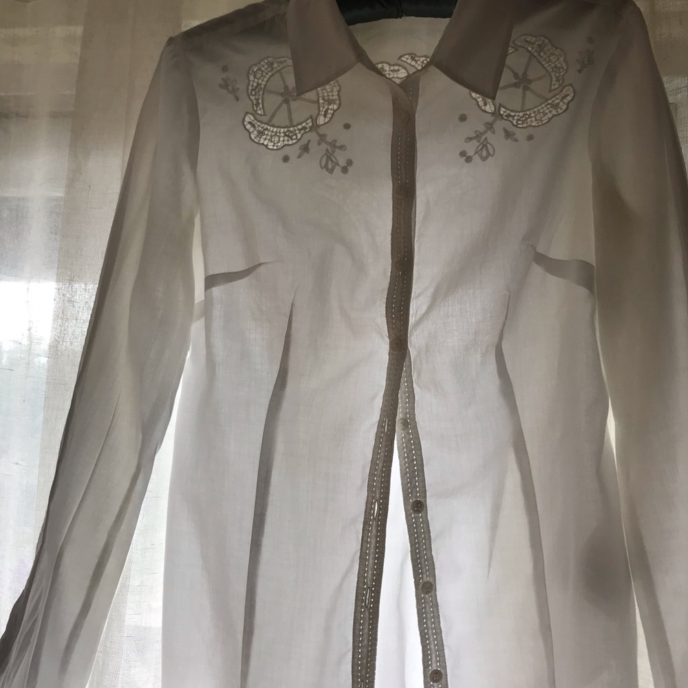 Guess Los Angeles white cotton long sleeve blouse